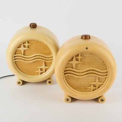 A Pair of Phillips Art Deco Cream Bakelite Speakers, 1930s