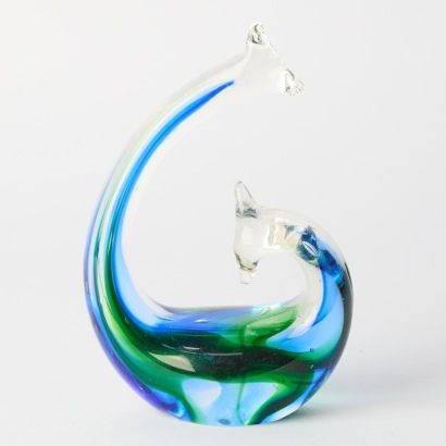 A Scandinavian-Style Cased Glass Swan Ornament
