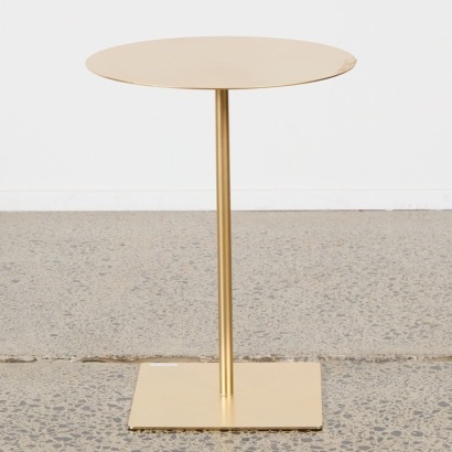 A Minimal Gold Circular Side Table