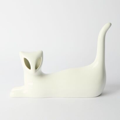 A White Porcelain Cat Figure