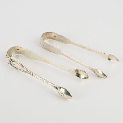 Two Sterling Silver Sugar Tongs with Hallmarks