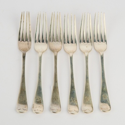 Six Sterling Silver Forks with Hallmarks 0.294kg