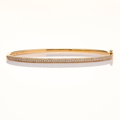 18ct Rose Gold, 1.00ct Diamond Hinged Bangle
