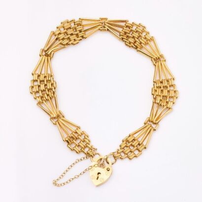 9ct Yellow Gold, Vintage, 18cm Gate Bracelet