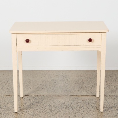 A Charming Perfectly Proportioned Vintage Desk with Glass Handles