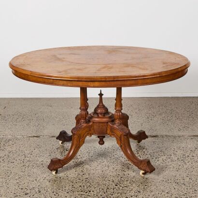 A Victorian Inlaid Walnut Loo Table