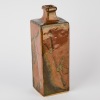 A Len Castle Stoneware Slab Bottle Form In A Wax Resist Tenmoku Glaze With His Iconic Blossom Decoration
