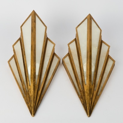 A Pair of Mikado Marble Wall Lamps by Murano Plus
