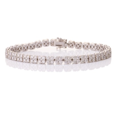 18ct White Gold, Modern, 6.53ct Diamond Quatrefoil Link Bracelet