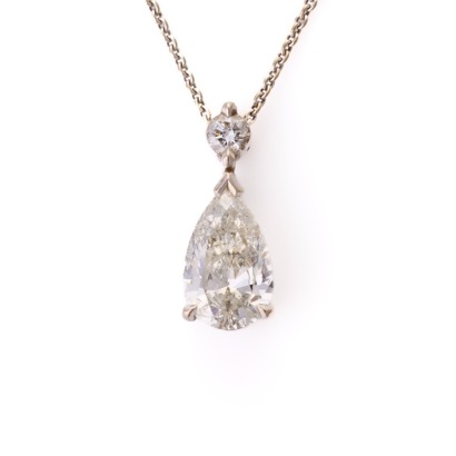 Partridge Jewellers, 18ct White Gold, 2.08ct Pear Shaped / 0.15ct Diamond Pendant Necklace