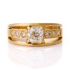 18ct Yellow Gold, 1.10ct Old Mine Cut Diamond / 0.29ct Round Brilliant Cut Diamond Ring