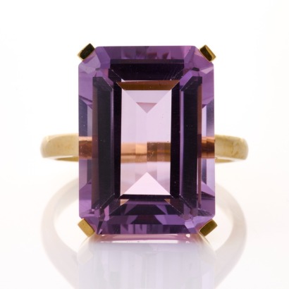 9ct Yellow Gold, 16.66ct Amethyst Cocktail Ring