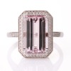 18ct White Gold, 5.35ct Morganite / 0.24ct Diamond Cluster Ring