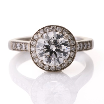 Partridge Jewellers, Platinum, Modern, 1.79ct Diamond / 0.48ct Diamond Cluster Ring, IGI certified