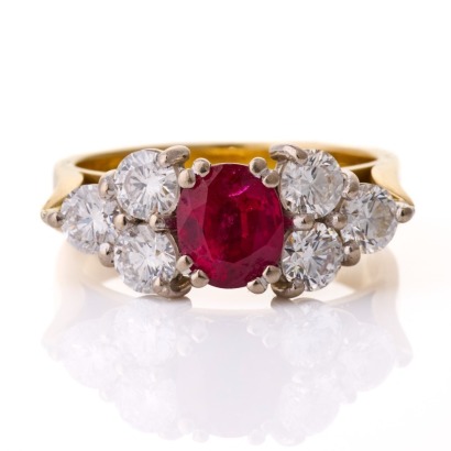 18ct White / Yellow Gold, 1.13ct Ruby / 1.20ct Diamond Dress Ring