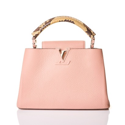 Louis Vuitton, Pink Taurillon / Python Handle Capucines BB