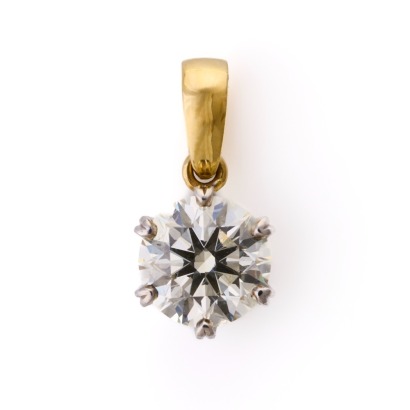 Platinum / 18ct Yellow Gold, 2.01ct Diamond Solitaire Pendant
