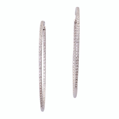 18ct White Gold, 2.50ct Diamond Hoop Earrings