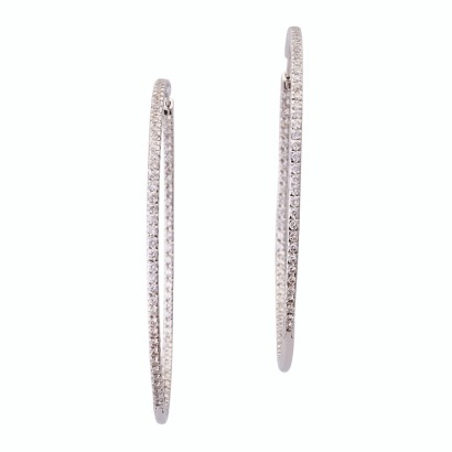 18ct White Gold, 2.50ct Diamond Hoop Earrings