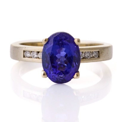 9ct White Gold, 2.50ct Tanzanite / 0.13ct Diamond Ring