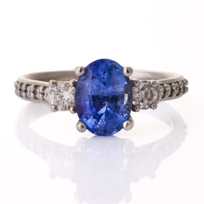 Platinum, 2.37ct Ceylonese Sapphire / 0.45ct Diamond Ring