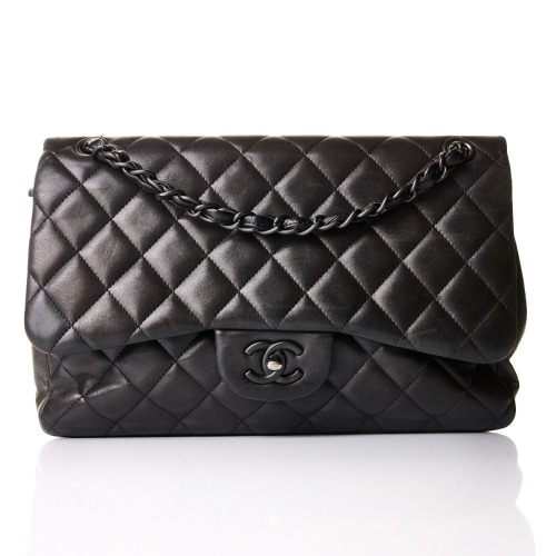 Chanel, So Black Lambskin Jumbo Classic Double Flap Bag