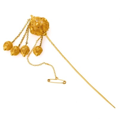 20ct Yellow Gold, Antique, Filigree Hat Pin