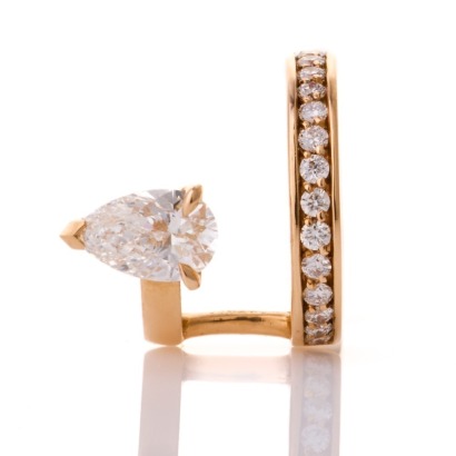 Repossi, 18ct Pink Gold, Serti Sur Vide, 0.25ct Pear Cut Diamond / 0.11ct Diamond Earcuff