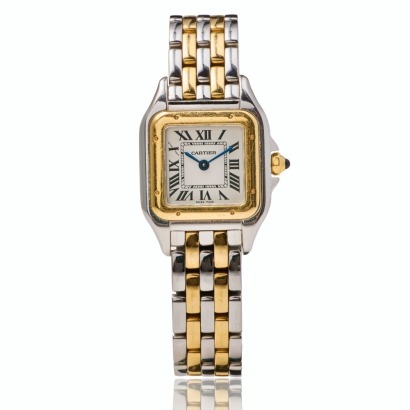 Stainless Steel / Yellow Gold, Cartier Santos Panth&egrave;re SM Quartz Ladies Wristwatch, circa 2003-2006