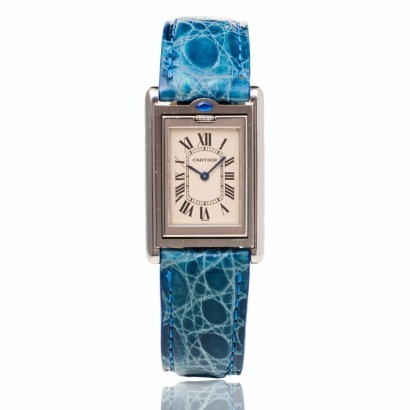 Stainless Steel, Cartier Tank Basculante Wristwatch, circa early 2000's