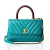 Chanel, Green Caviar / Burgundy Lizard Embossed Mini Coco Handle Bag
