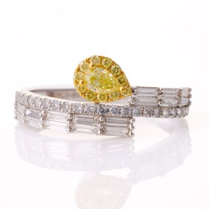 18ct White / Yellow Gold, Modern, .20ct Fancy Yellow / .52ct Diamond Dress Ring