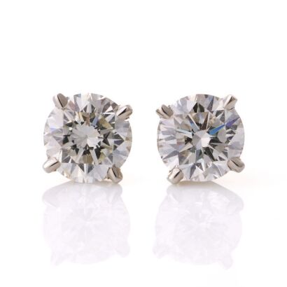 Partridge Jewellers, Platinum / 18ct White Gold, 2.11ct Diamond Stud Earrings