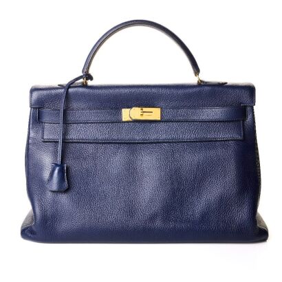 Herm&egrave;s, Bleu Saphir Taurillon Cl&eacute;mence Kelly Retourne 40