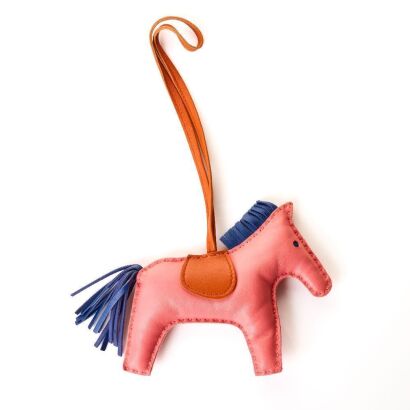 Herm&egrave;s, Rose Azalea / Bleu De Malte / Cornelian Grigri Rodeo MM Milo Bag Charm
