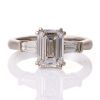 Village Goldsmith, Platinum, 1.60ct Emerald Cut, D colour, Flawless /.37ct Baguette Diamond Ring, GIA certified