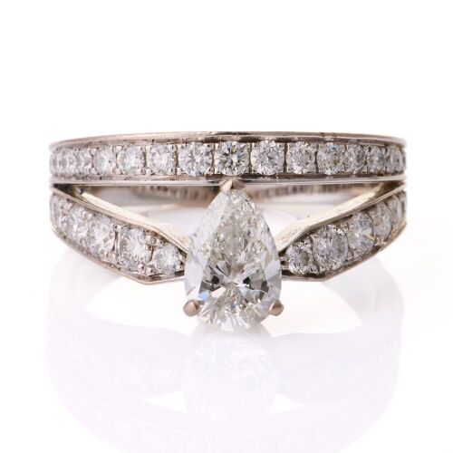 Chaumet, Josephine "Aube Printani&egrave;re," 18ct White Gold, .76ct Pear cut / 1.00ct Diamond Ring, GIA certified