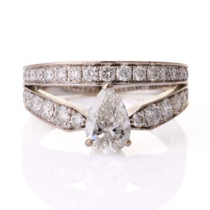 Chaumet, Josephine "Aube Printani&egrave;re," 18ct White Gold, .76ct Pear cut / 1.00ct Diamond Ring, GIA certified