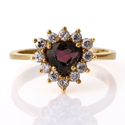 18ct Yellow Gold, Modern, Important 0.81ct Alexandrite / .41ct Diamond Ring by H Stern