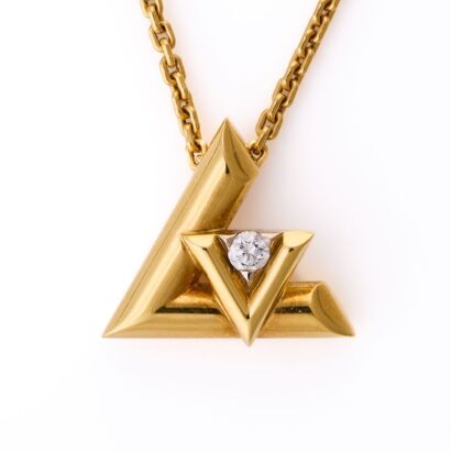 Louis Vuitton, 18ct Yellow Gold, Diamond LV Volt One Large Pendant