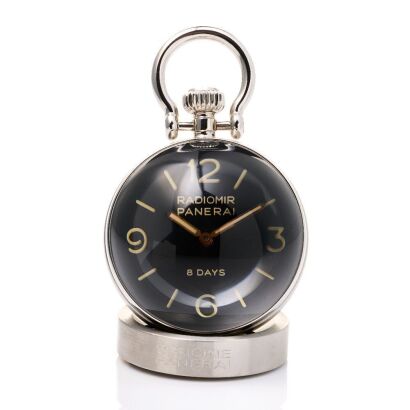 Stainless Steel, Panerai 8-Day Desk Clock, circa 2014-2019