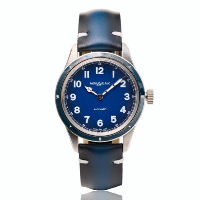 Stainless Steel, Montblanc, 1858 Automatic Blue Dial Wristwatch, circa 2019