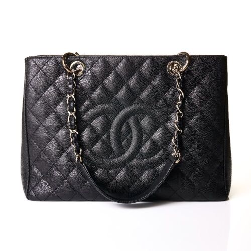 Chanel, Black Caviar Leather Grand Shopping Tote Bag