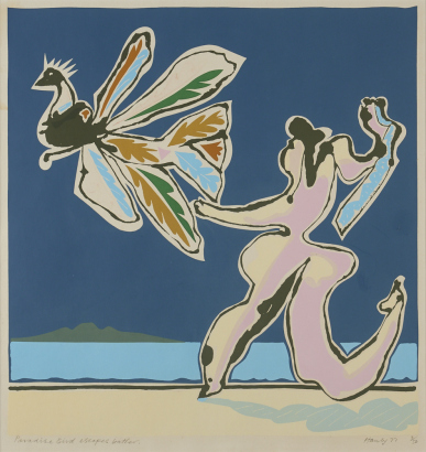 PAT HANLY Paradise Bird Escapes Bather
