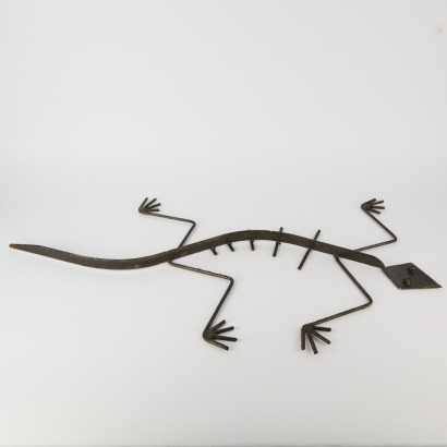 A 1990s Folk Art Metal Wall Lizard