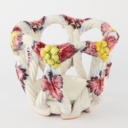 An Italian Majolica-Style Grape Vine Centre Bowl