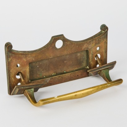An Antique Edwardian Solid Brass Door Handle with Letter Opening