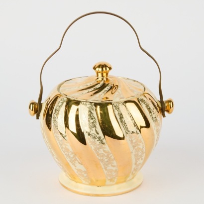 A Sadler Pottery Lidded Jar with Handle