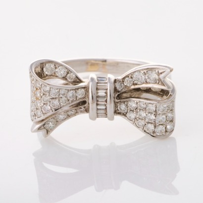 18ct White Gold, 0.55ct Diamond Bow Ring