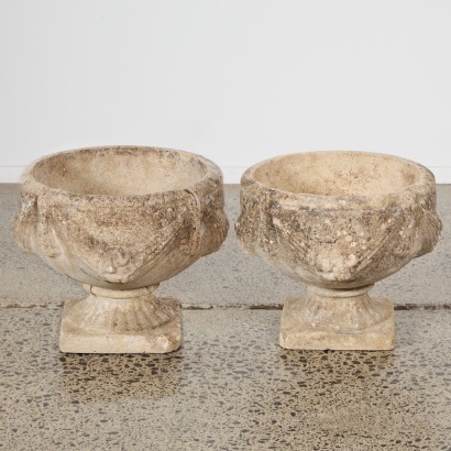 A Pair of Concrete Planters